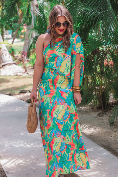 Coastal Vacay Tropical Maxi Dress
